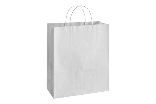 Paper Shopping Bags with handle, WHITE,  13x6x15,  250 pcs