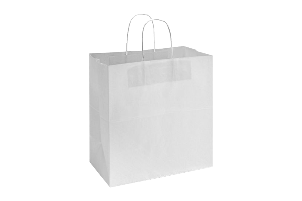 Paper Shopping Bags with handle, WHITE, 13x7x13, 250 pcs