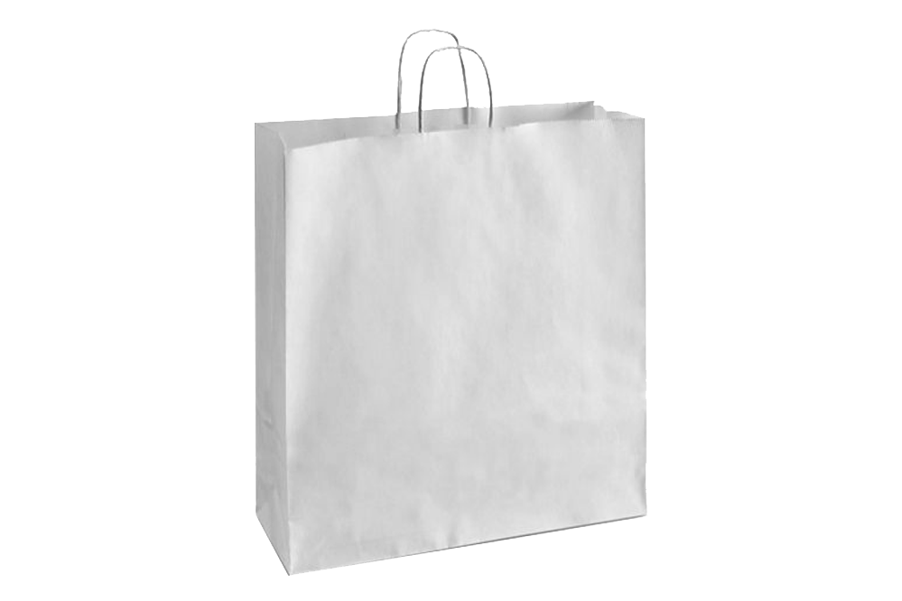 Paper Shopping Bags with handle, WHITE, 16x6x19, 200 pcs