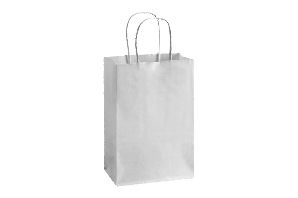 Paper Shopping Bags with handle, WHITE, 5x3x8, 250 pcs