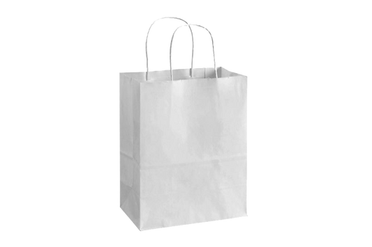 Paper Shopping Bags with handle, WHITE,  8x4x10,  250 pcs