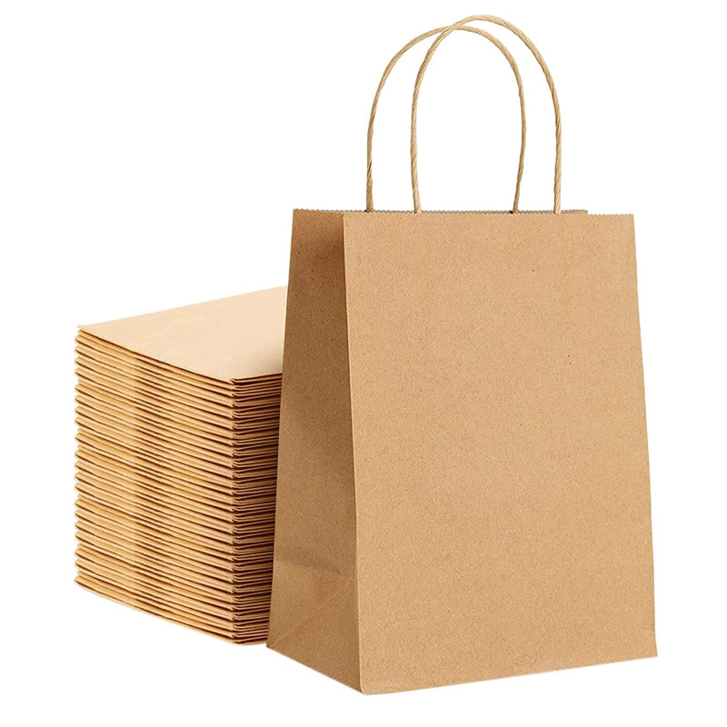 Paper Bags, Brown, 250pcs, #Heavy, #9.75+6 x16.5, #52 LB, #With Handle