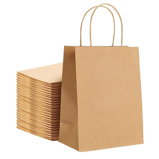 Paper Bags, Brown, 250pcs, #Heavy, #9.75+6 x16.5, #52 LB,  #With Handle