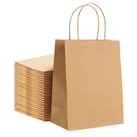 Paper Bags, Brown, 250pcs, #Heavy, #9.75+6 x16.5, #52 LB,  #With Handle