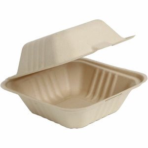 Kraft Sugarcane Bagasse Container, 6'',  6x6x3 (Regular), #500 pcs, #SC663 Kraft