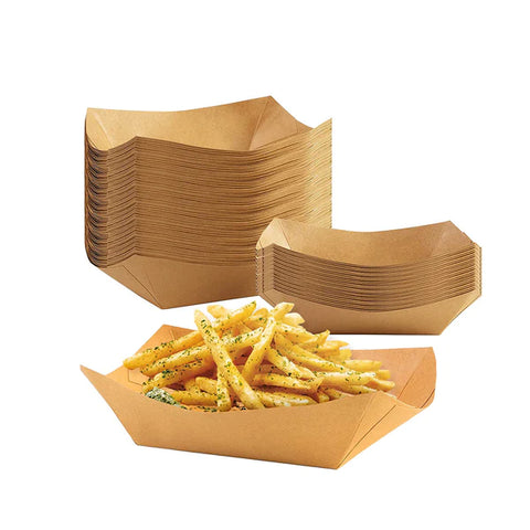 Paper Food Tray Kraft,  500pcs,  #FT-5, 136x85x55mm,  #300