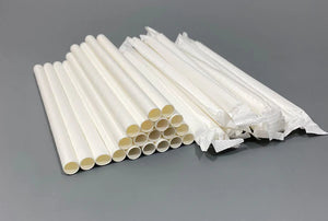 Paper Straw, 8'', 250 pcs, #White  #Wrapped, SW-88W **Open Box**