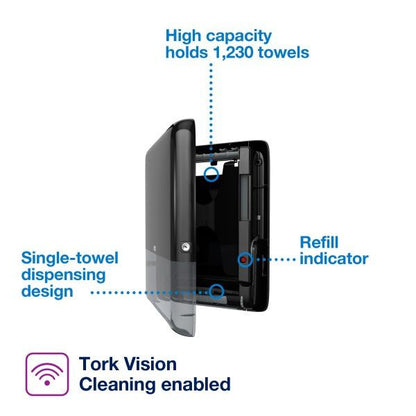 Tork PeakServe® Mini Continuous™ Hand Towel Dispenser - Black