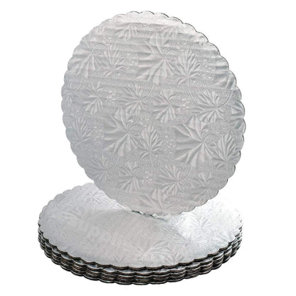 Cake Board Round, 9'' x 0.045'', 250 pcs,  #Scalloped Edge #Silver #K