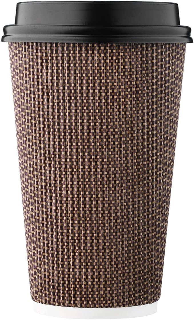 Coffee Cups,  **Brown Doted Double Wall replace Ripple**,   16 oz 500pcs