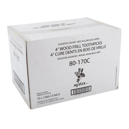 Toothpicks 4'' ,  Frilled Loose  #1000 pcs #Hy Stix,  80-170C,  **Open Box**