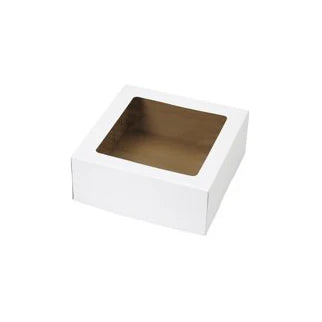 White Cake Box with Window – 8" x 8" x 2.5", 500 pcs