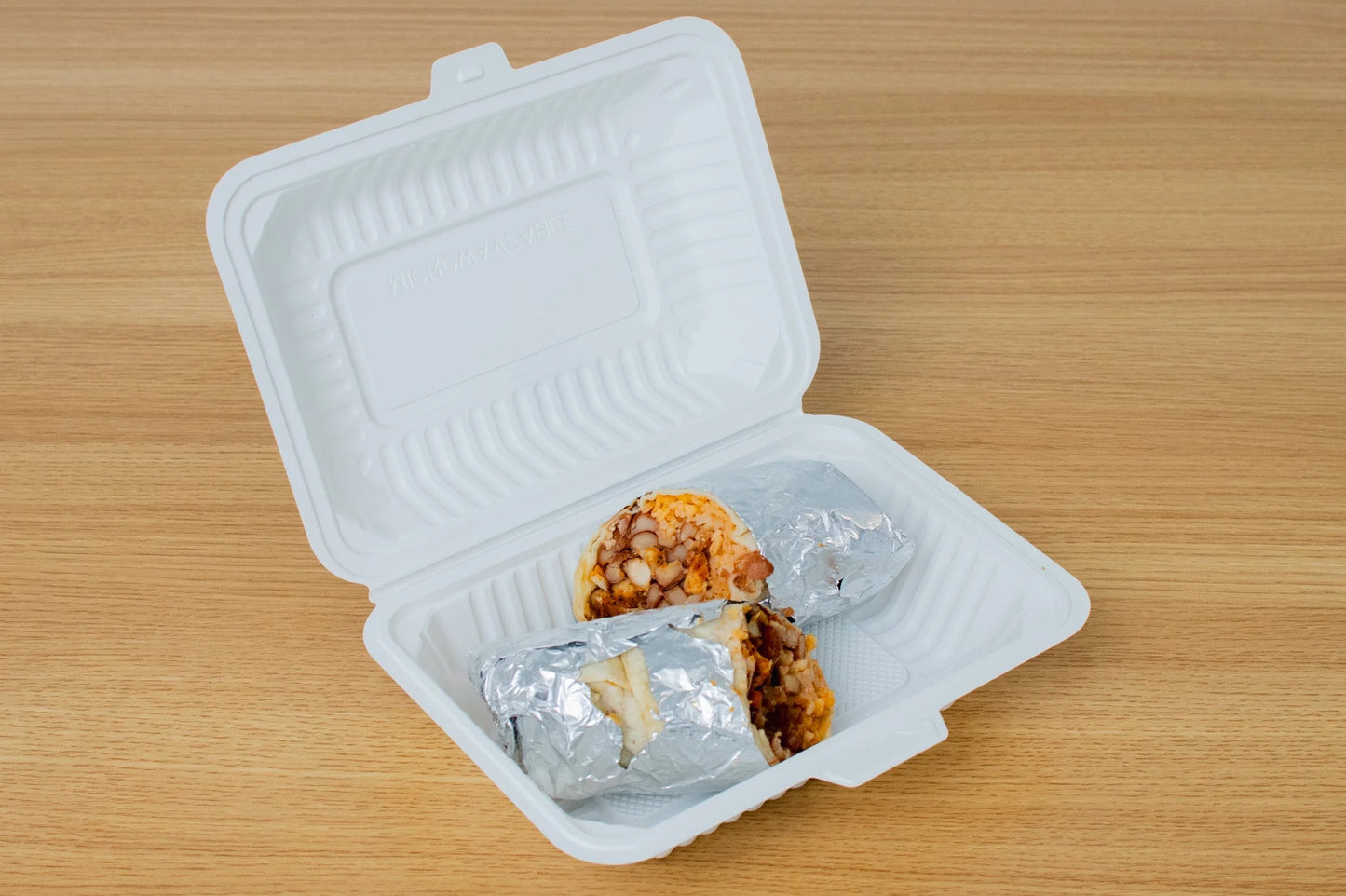 Pebble, MFPP Microwave Clamshell Container, 9"x 5.5''x 3",  200/Case, #slide-in  #BL-905