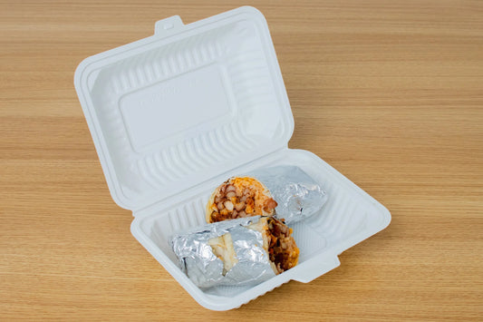 Pebble, MFPP Microwave Clamshell Container, 9"x 5.5''x 3",  200/Case, #slide-in  #BL-905