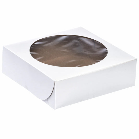 Corrugated White Pie Box with Window – 8" x 8" x 1.5", 100 pcs