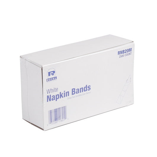 Royal Napkin Bands – White, 1.5" x 4.5", 2.5 M, 2500/Pack