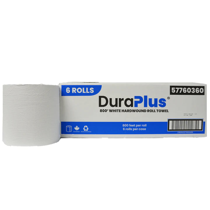 DuraPlus Hardwound Paper Towel  – White, 7.85" x 800 ft, 6 Rolls/Case - 57760360