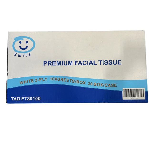 Smile Premium Facial Tissue - 2 ply, 30 Box/Case