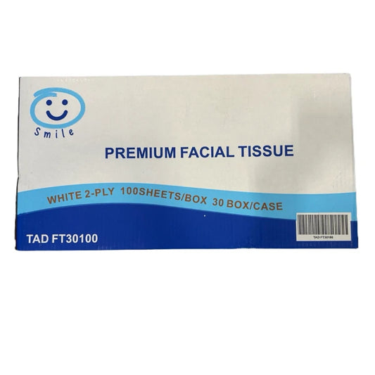 Smile Premium Facial Tissue - 2 ply, 30 Box/Case