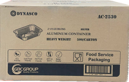 Dynasco Rectangular Foil Container – 2.25 lb, 8.5" x 6" x 2", 500 pcs