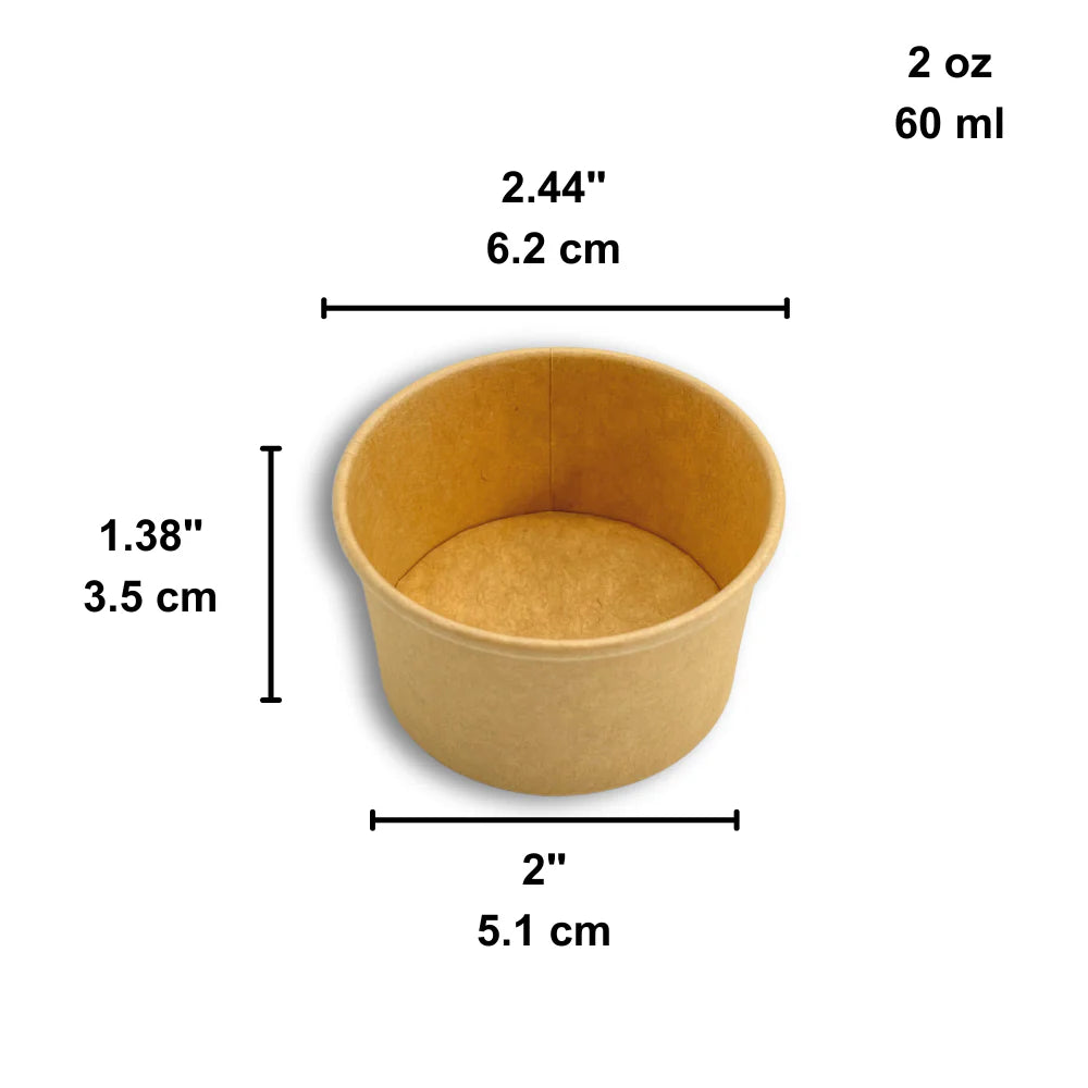 Paper Portion Suace Cup, 2 oz, Kraft color, 2000/case, (Lids match:LIDS-62-PET & Lids-62) #Koality