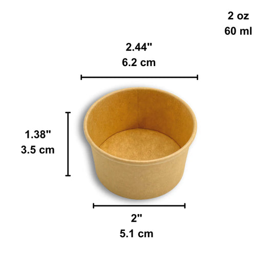 Paper Portion Suace Cup, 2 oz, Kraft color, 2000/case, (Lids match:LIDS-62-PET & Lids-62) #Koality