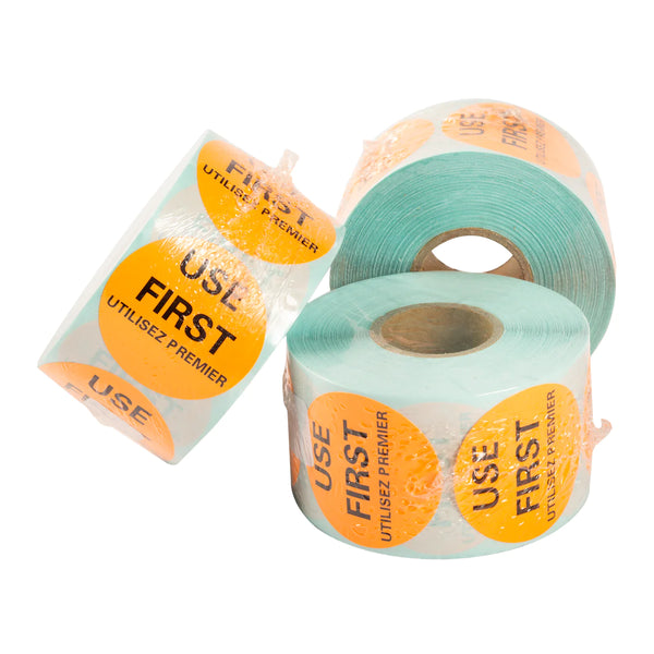 Food Rotation Labels,  1.5", Round, Orange, 500 pcs/ roll, *USE FIRST*