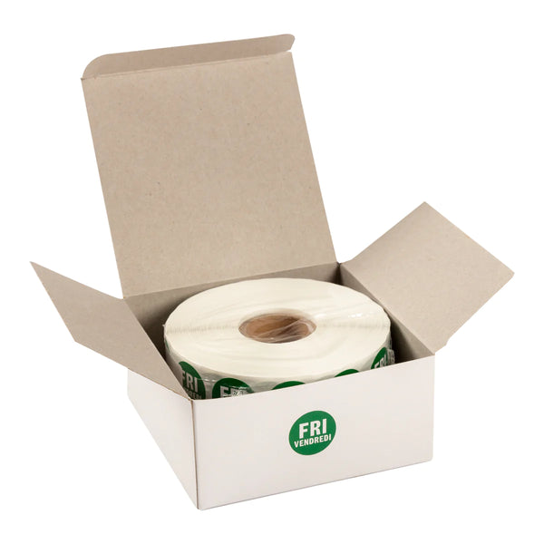 Food Rotation Labels,  3.4", Round, 2000pcs/roll, (2 Rolls/Box),  *FRIDAY*