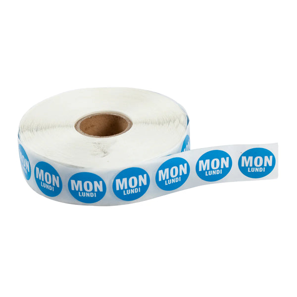 Food Rotation Labels,  3.4", Round, 2000pcs/roll, (2 Rolls/Box),  *MONDAY*