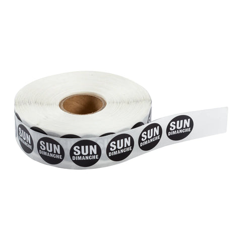 Food Rotation Labels,  3.4", Round, 2000pcs/roll, (2 Rolls/Box),  *SUNDAY*