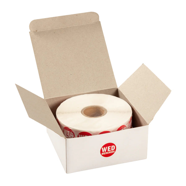 Food Rotation Labels,  3.4", Round, 2000pcs/roll, (2 Rolls/Box),  *WEDNESDAY*