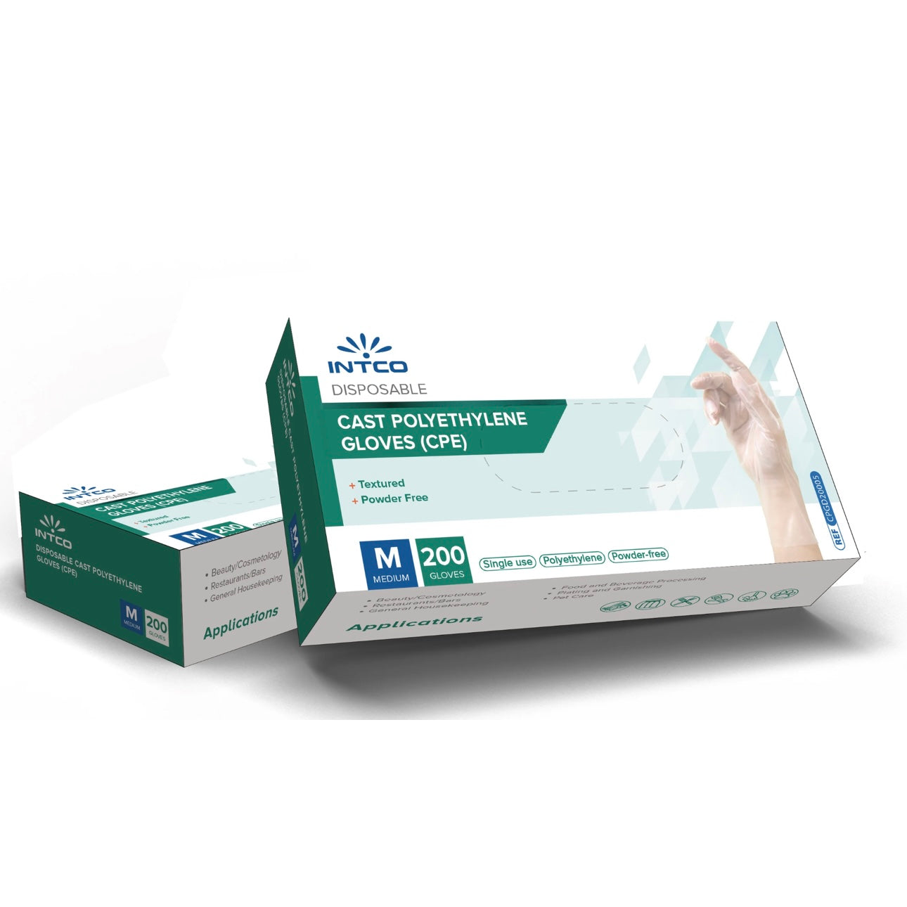 Intco Disposable Cast Polyethylene (CPE) Gloves - Medium, 200pcs/Pack