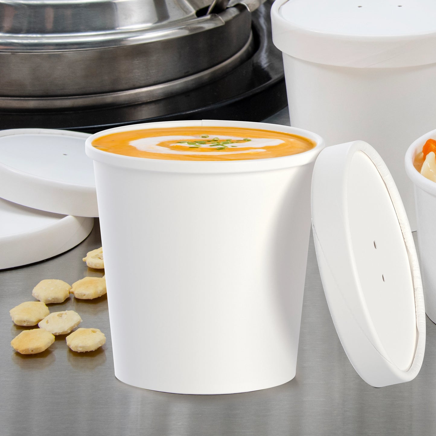 SOLO-16 oz- Double wall-Paper Soup / Hot Food Cup with Vented Paper Lid - 250 Sets/Case, KHB16A