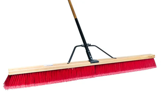 Medium Push Broom With Handle - Red - 48 Inch,  #Distribution Plus,  Made In Canada