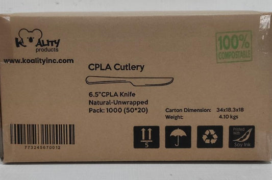 Compostable 100% Organic Knife, CPLA, 1000 pcs,