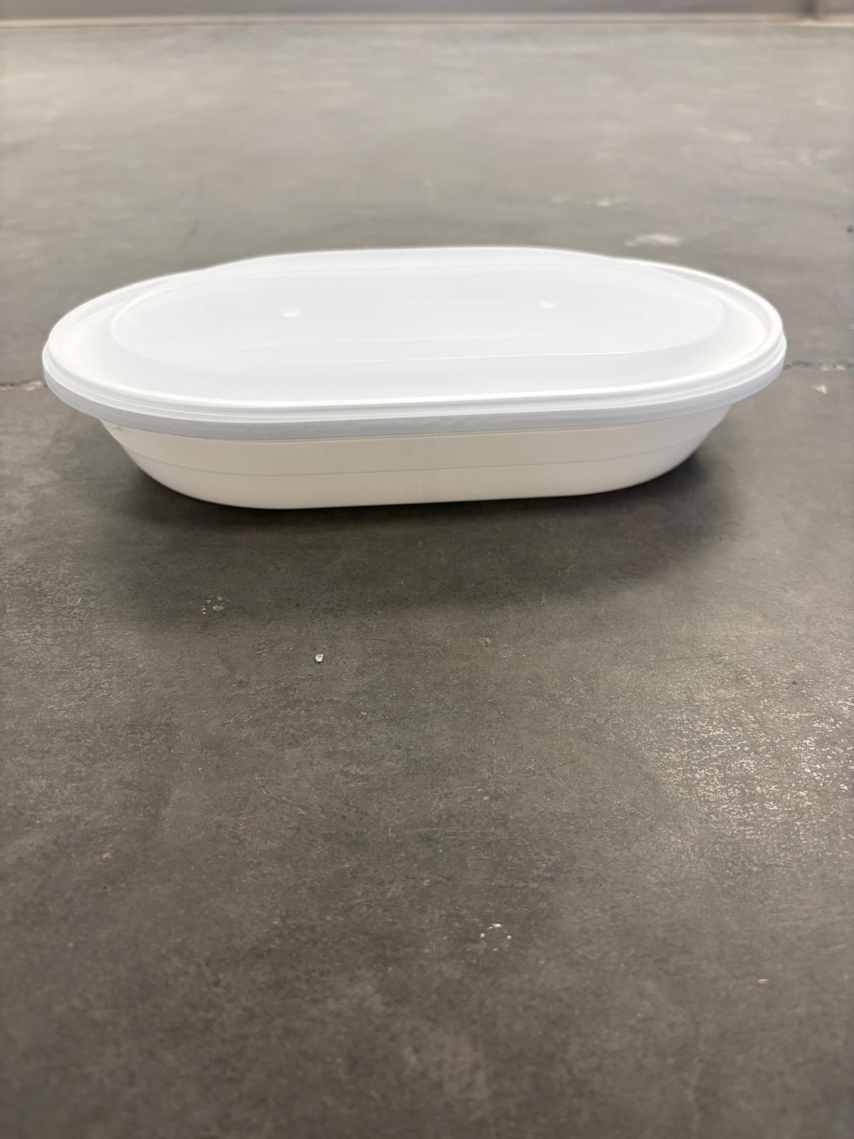 White Sealable Oval Microwave container, ClearLids, Frozen safe, 30 oz,  200 sets