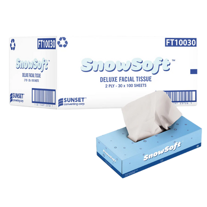 Facial Tissue, 30 box, 2 ply x 100 sheets, 20*21cm #SnowSoft, #FT10030   ***June Special***