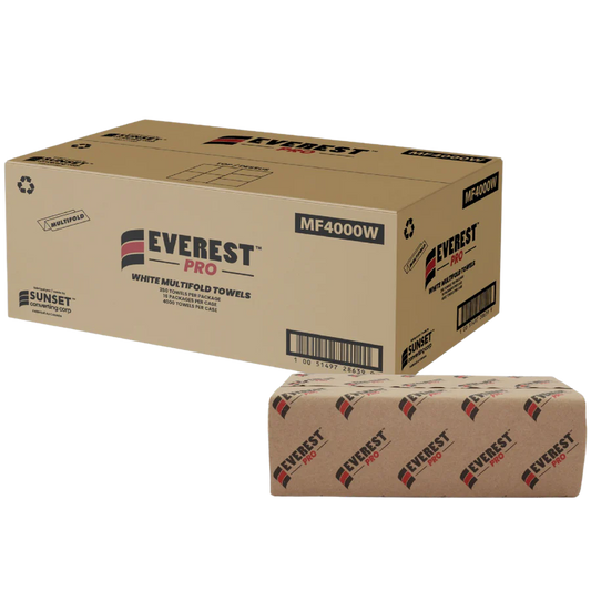 Multi-Fold, Hand Towel Sheet, #White  4000/cs 16pack x 250pcs, #MF4000W  #Made In Canada  #Sunset