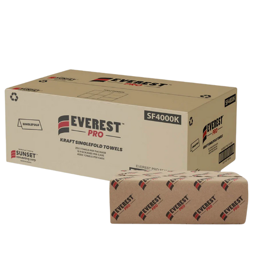 Single-Fold, Hand Towel Sheet, #Kraft  4000/cs 16pack x 250pcs, #SF4000K  #Made In Canada  #Sunset