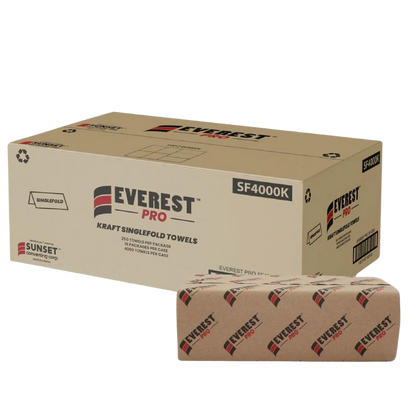 Single-Fold, Hand Towel Sheet, #Kraft  4000/cs 16pack x 250pcs, #SF4000K  #Made In Canada  #Sunset