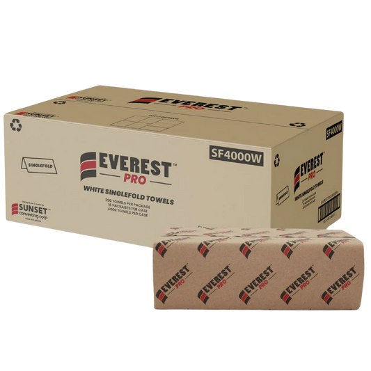 Single-Fold, Hand Towel Sheet, #White  4000/cs 16pack x 250pcs, #SF4000W  #Made In Canada  #Sunset