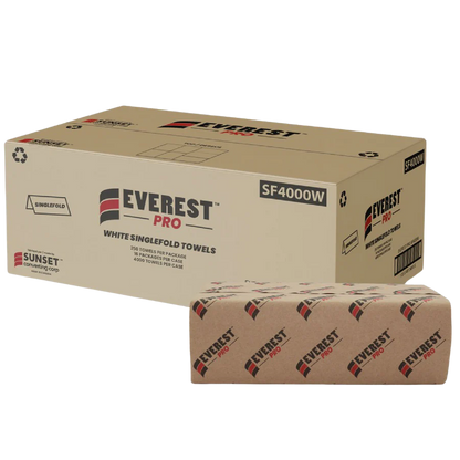 Single-Fold, Hand Towel Sheet, #White  4000/cs 16pack x 250pcs, #SF4000W  #Made In Canada  #Sunset