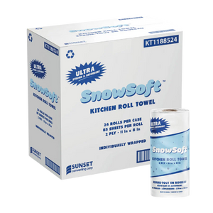 Kitchen Towels, 8" x 11", 24 rolls, 85 sheets,2 Ply #Snowsoft, Individually Wrapped #KTS42012    #Made In Canada  #Sunset