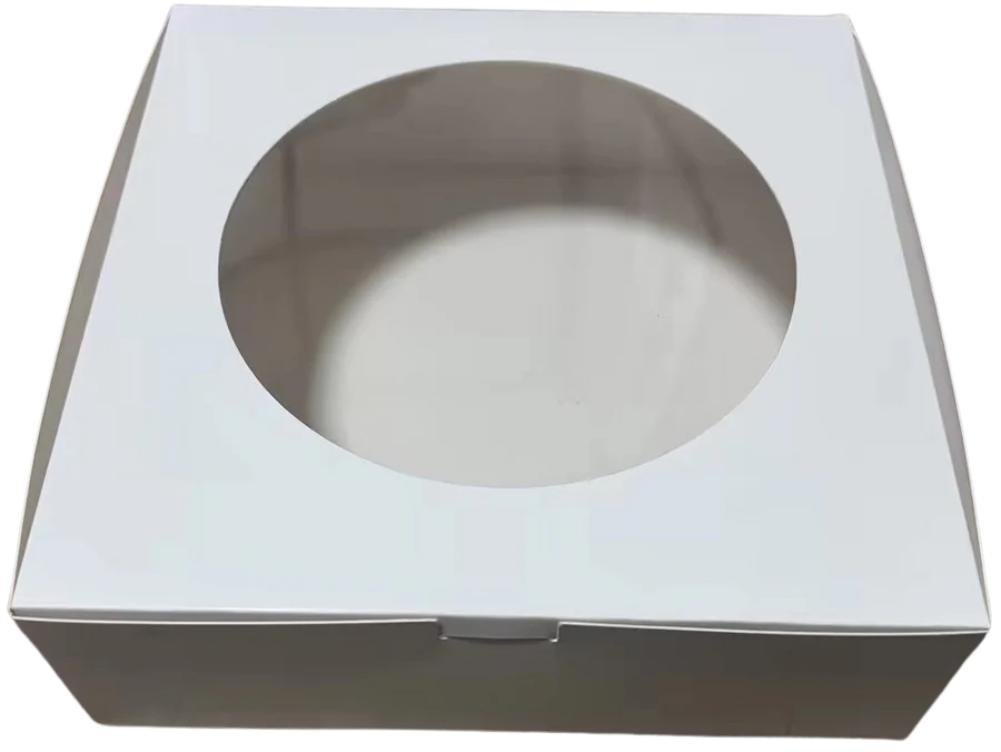 White Cake Box with Window – 8" x 8" x 2.5", 500 pcs