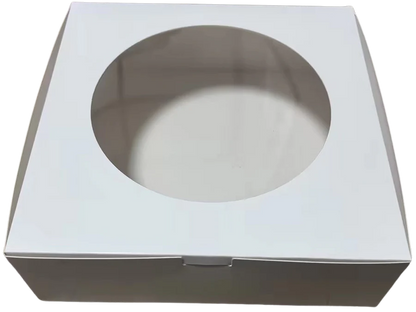 White Cake Box with Window – 8" x 8" x 2.5", 500 pcs