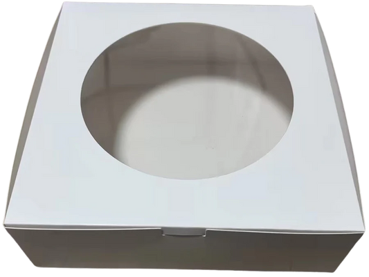 White Cake Box with Window – 8" x 8" x 2.5", 500 pcs