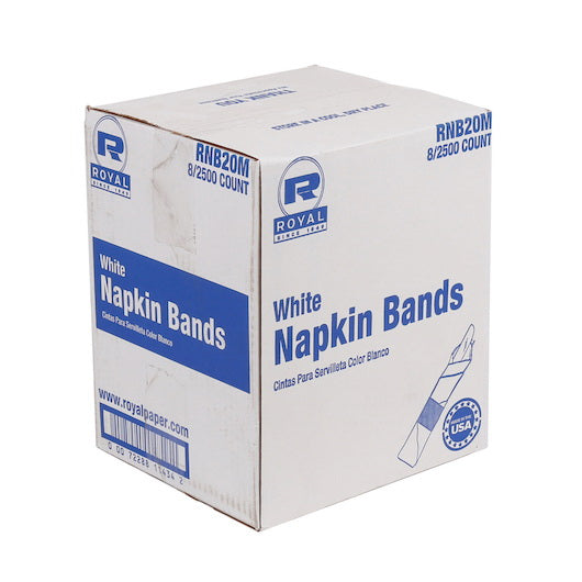 Royal Napkin Bands – White, 1.5" x 4.5", 2.5 M, 2500/Pack