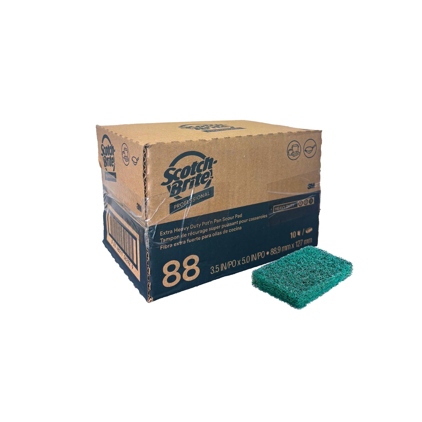 Scotch-Brite™ Extra Heavy Duty Pot'n Pan Scour Pad 88 – 3.5" x 5", 10 Pcs/Case
