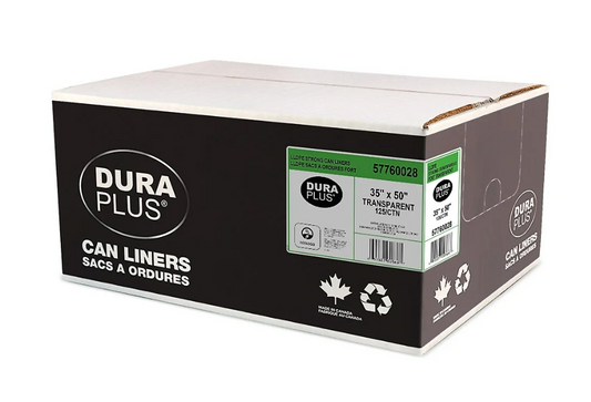 DuraPlus Can Liner - LLDPE - 35" x 50" - Strong - Transparent - 125 Pack
