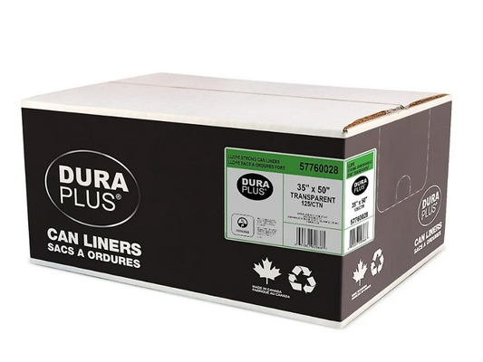 DuraPlus Can Liner - LLDPE - 35" x 50" X- Strong - Transparent - 100 Pack